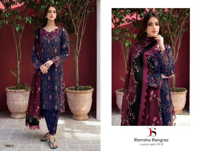 Ramsha Rangrez Luxury Lawn 24 Vol 3 Nx By Deepsy Cotton Pakistani Suits Wholesale Online
